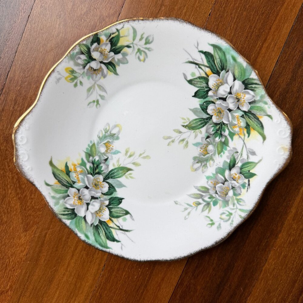 Vintage Royal Albert Orange Blossom Bone China Handled Cake Plate